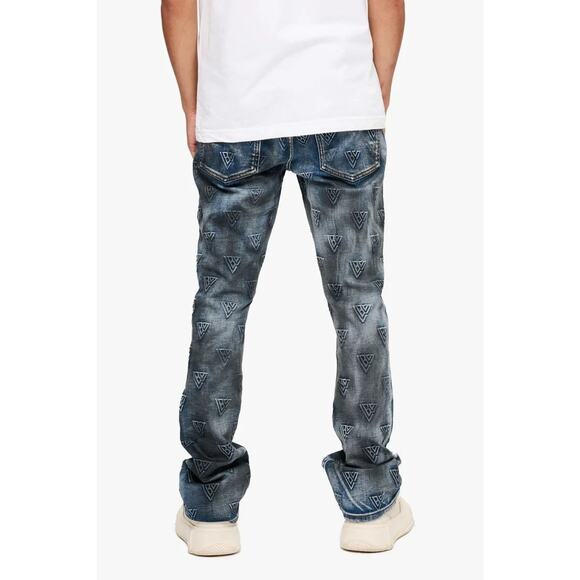 Valabasas Men's Tagged Stacked Denim Flare In Dirty Vintage Jeans Size 32 - Picture 2 of 16